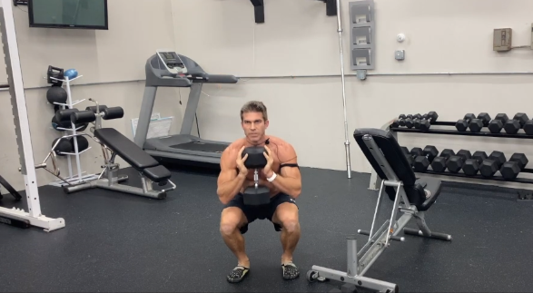 Goblet Squat exercise, legs and core workout